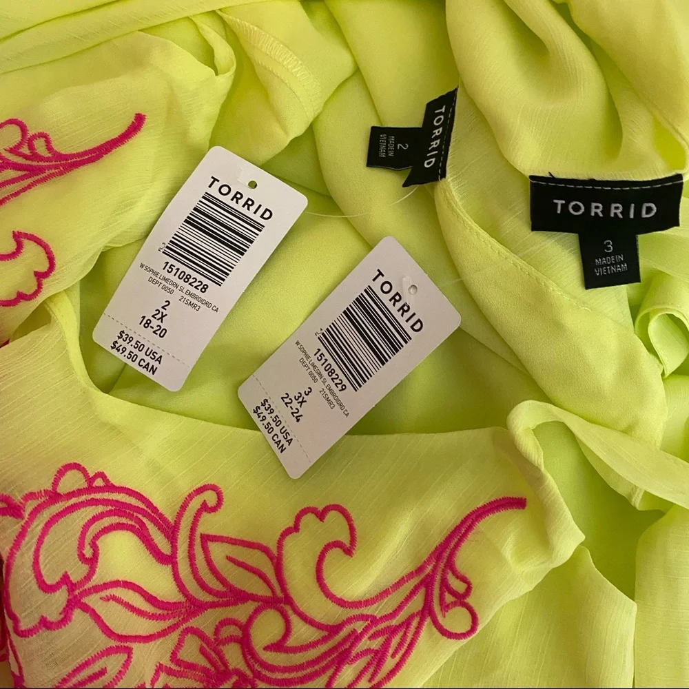 Torrid NWT Lime Green Embroidered Tank - Picture 6 of 6
